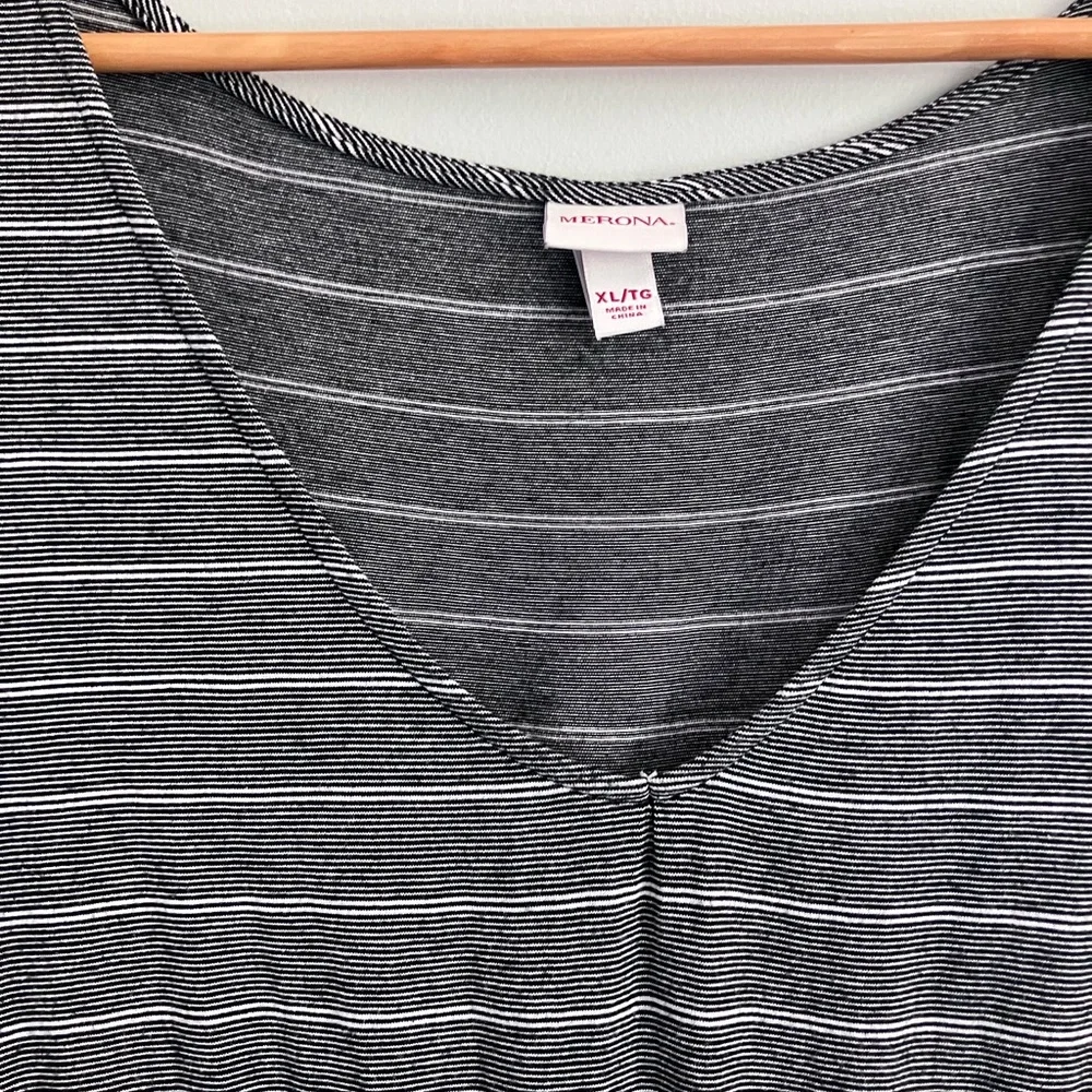 MERONA Black and White Striped  V-Neck Midi Tank Dress Size XL - Picture 4 of 11